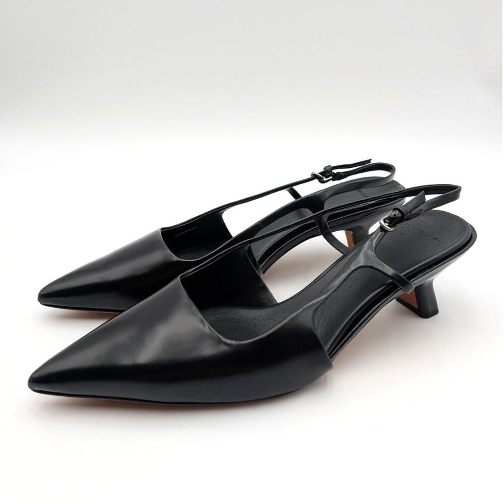 $350 Vince Bianca Slingback Block Heel Pumps Women's Black Size US9.5M EU40.5